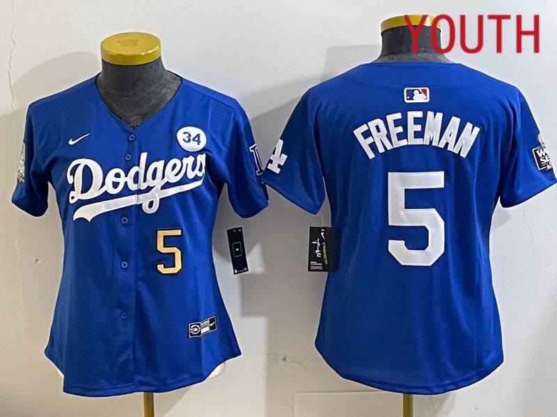 Youth Los Angeles Dodgers #5 Freeman Blue Game 2024 Nike MLB Jersey style 112113
